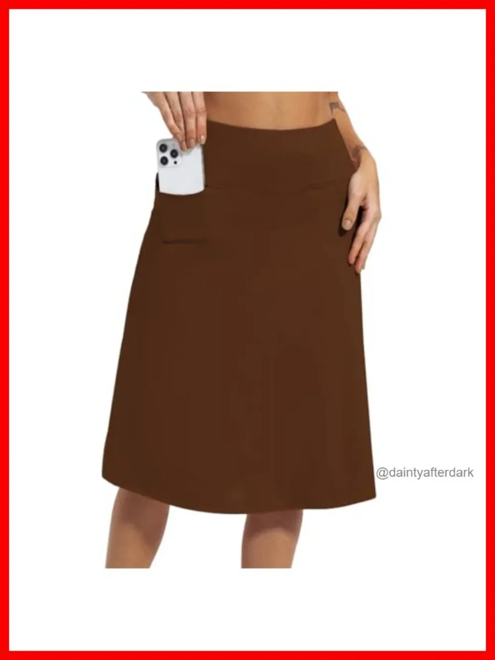 Women's Athletic Skort Knee Length with Pockets High Rise Active Running Skirt